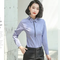 korean fashion chiffon women blouses solid vintage long sleeve office lady button up shirt and blouse loose white womens tops