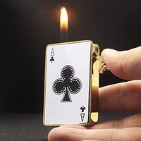 playing card butane inflatable open flame lighter creative product electroplating cigarette lighter decoration gift