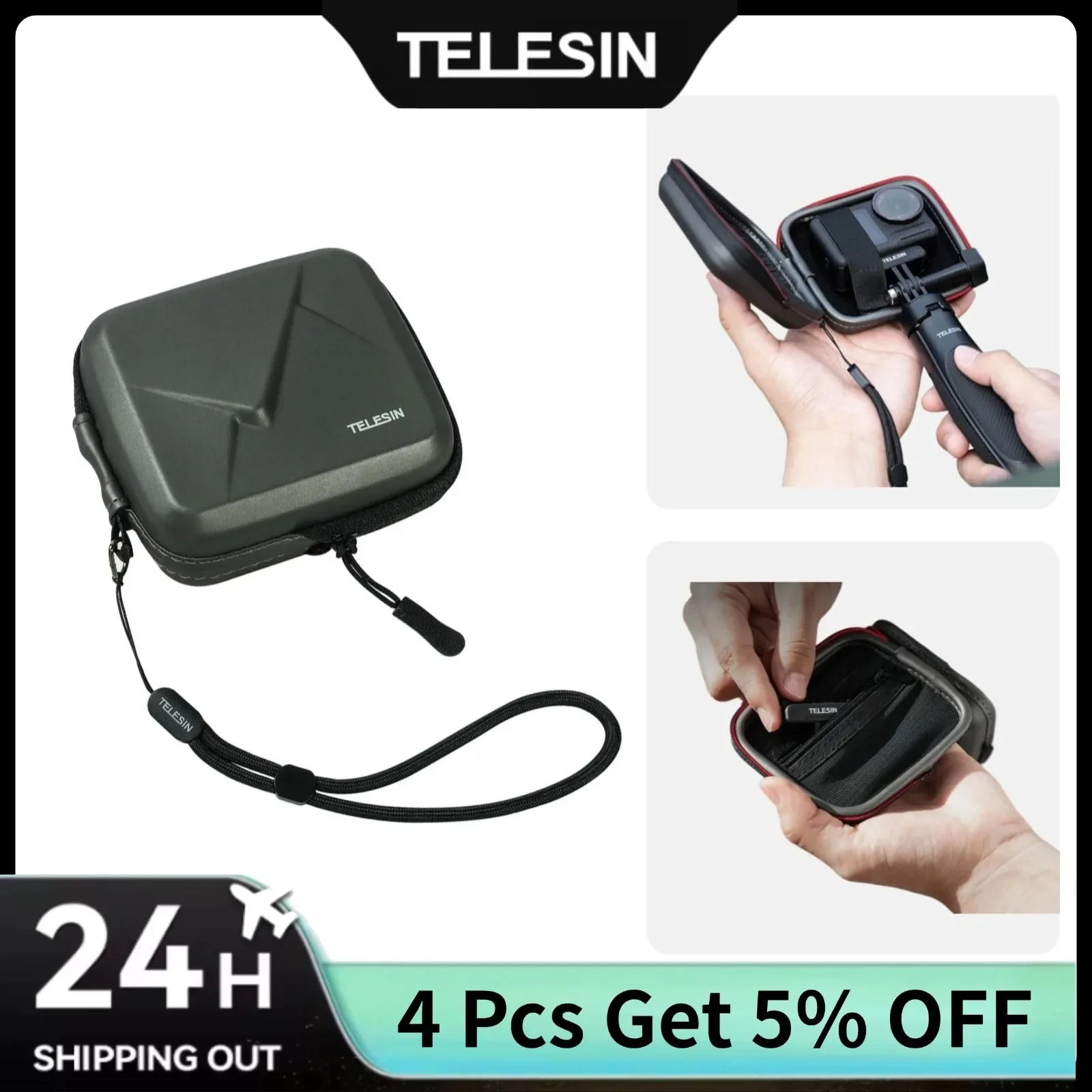 Фото Противоударный чехол TELESIN для Gopro Hero 13 12 11 10 9 8 DJI OSMO Action 5 4 3 Insta360 ACE Pro с защитой от жесткого корпуса №1