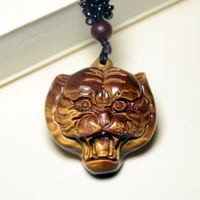 natural yellow tiger eye stone jade tiger head pendant necklace fashion charm jewelry amulet luck gifts women men sweater chain