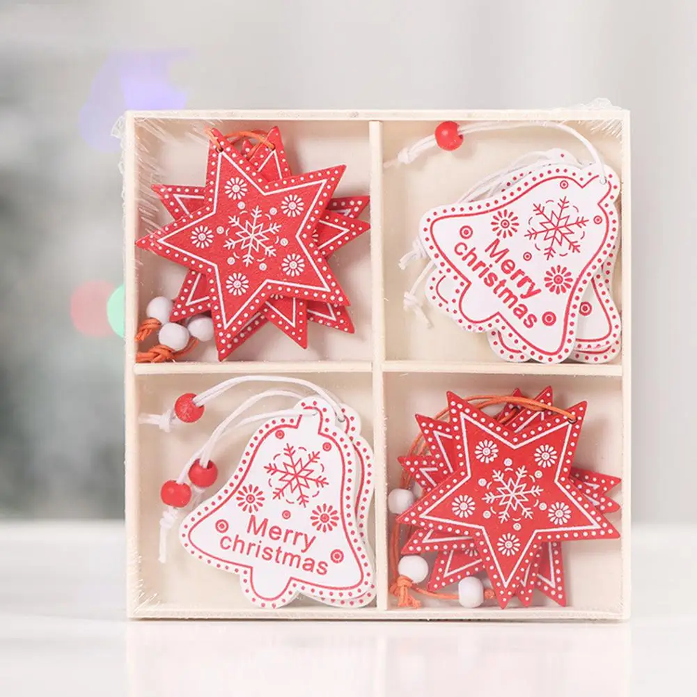 

Милая подвеска Изысканная Рождественская елка снежинка деревянная подвеска Снежинка подвеска Рождественская елка украшение 12 шт./компл.