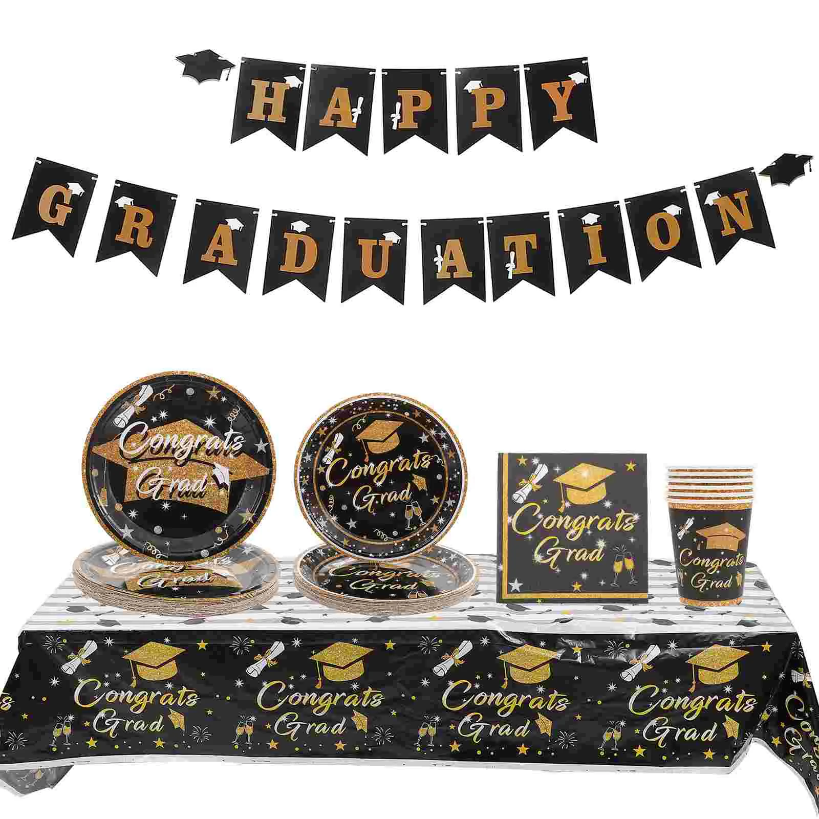

1 Set Graduation Season Party Disposable Tableware Decorative Banner Decoration