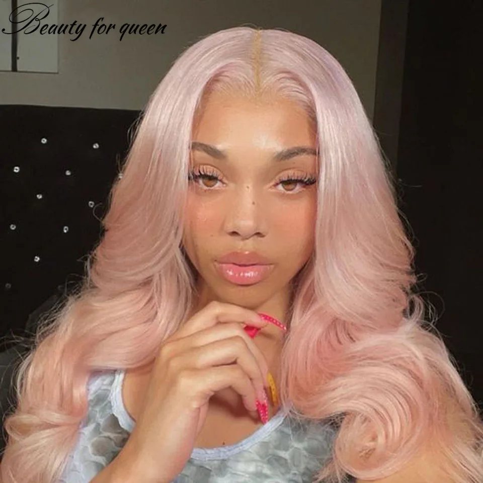 

150% Lace Front Human Hair Wigs Pink Body Wave Remy Brazilian Hair Wigs For Women HD Transparent Lace Frontal Wig With Baby Hair
