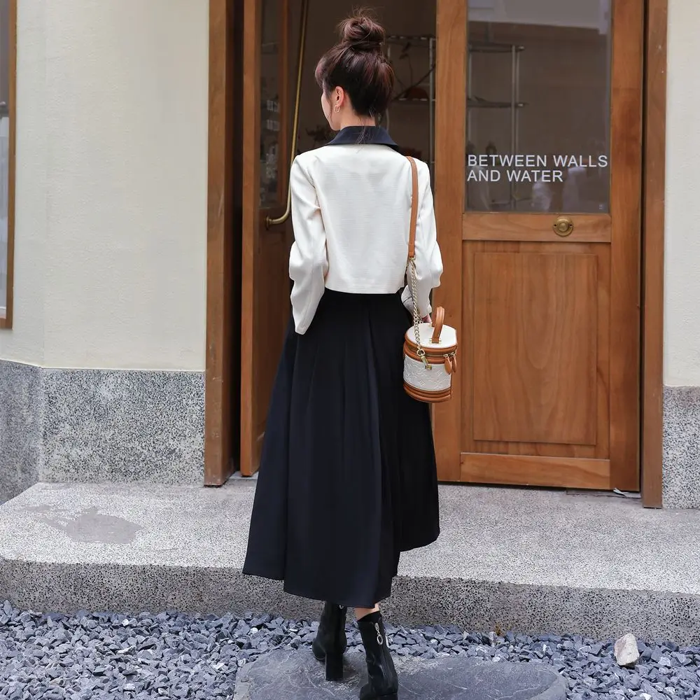 Temperament Slim Fit Jacket Blazer A-line Skirt Two Piece Elegant Women's Dress Set Summer Business Set Outfits
