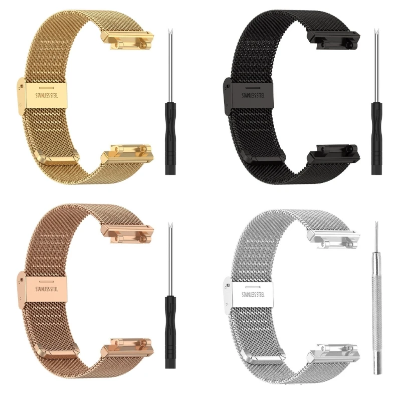 

E56B Wristband Metal Mesh Band for AmazfitT 2 Sport SmartWatch Wriststrap Bracelet Replace Adjustable Unisex