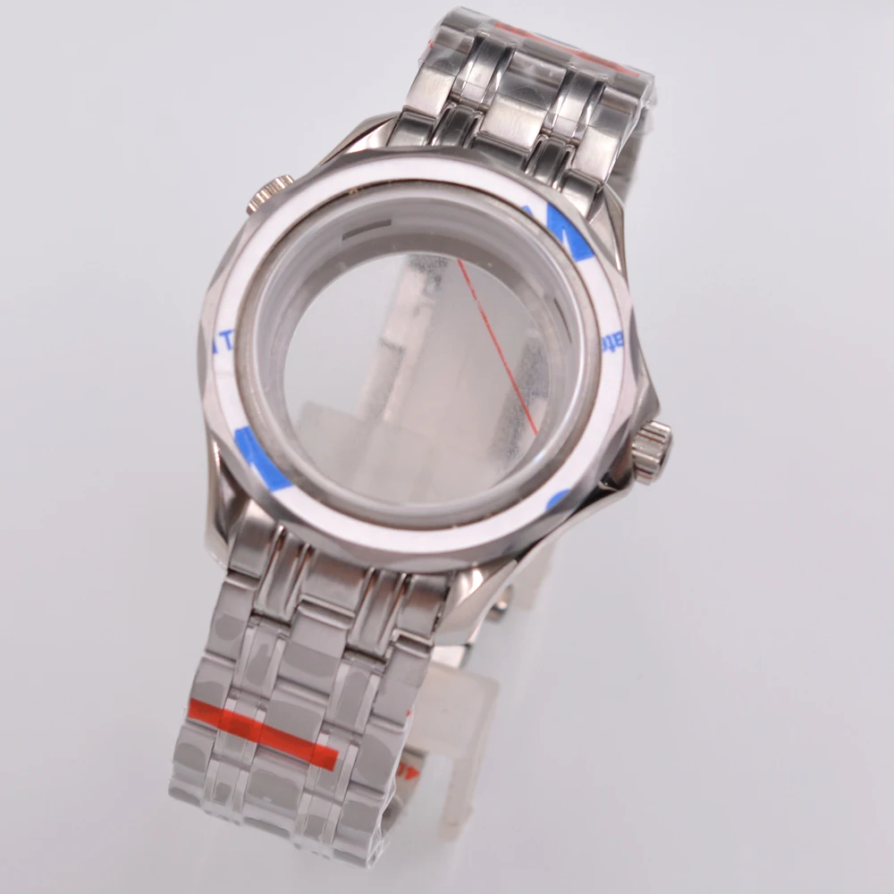 41mm Watch Case FIT Seiko NH35 NH36 PT5000 ETA2824 2836 miyota 8205 8215 movement steel bracelet Sapphire glass Case