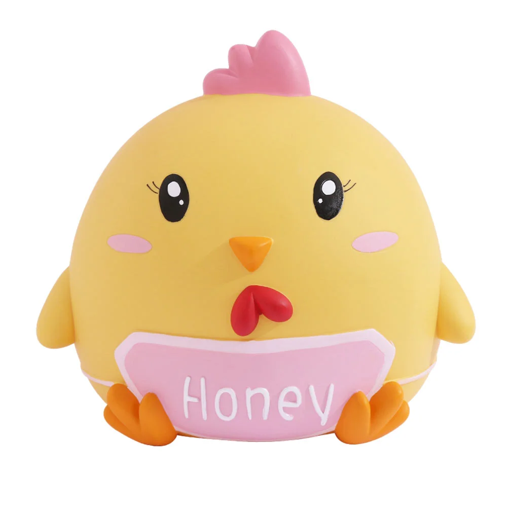 

Cartoon Chick Saving Pot Desktop Chick Adornment Vinyl Coin Bank Ornament