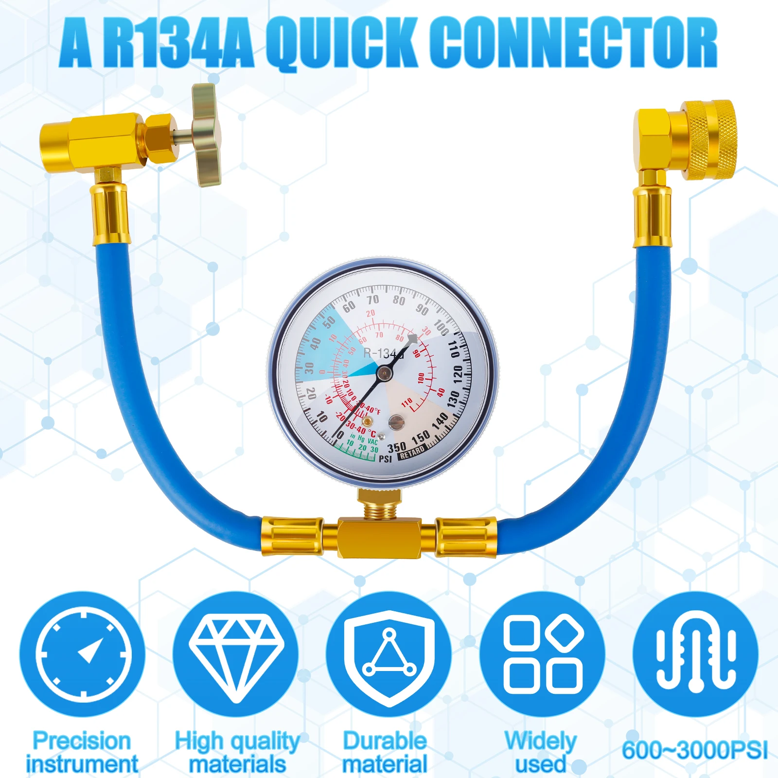 

Refrigerant Charge Hose Premium AC Refrigerant Recharge Hose Kit with Gauge 1/2 Acme Thread Car Air Conditioner Recharging Hose