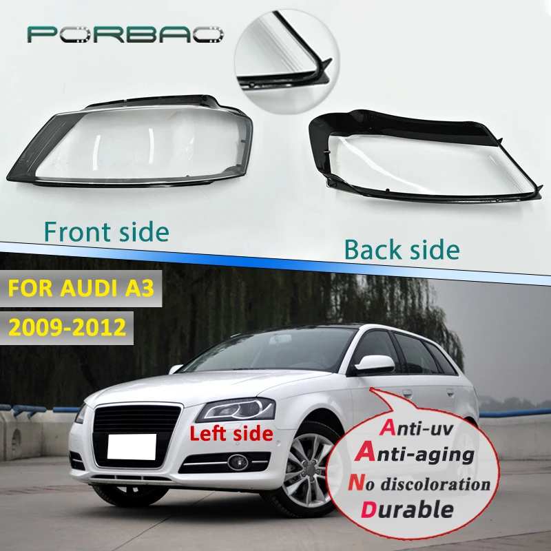 

Автомобильные левые и правые Налобные фары, крышки объектива для Audi A3 2009 2010 2011 2012, запасные части для автомобильных фар