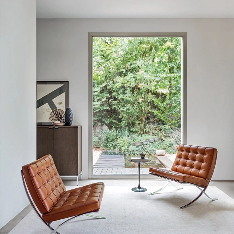 

Chair Minimalist Nordic Genuine Leather Bauhaus Single Sofa Leisure Chair