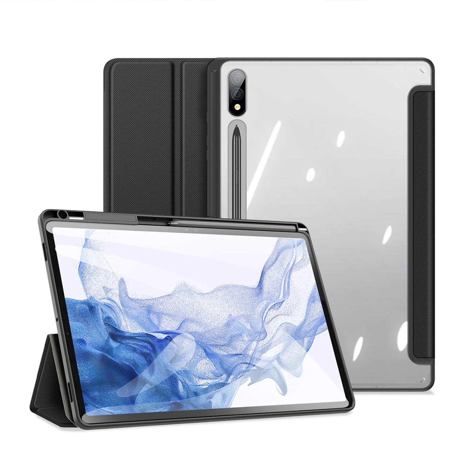 

Transparent Protective Case for Samsung Tab S9 Plus with Magnetic Folding Tablet Case and Pen Holder, Compatible with S9 ,Ultra
