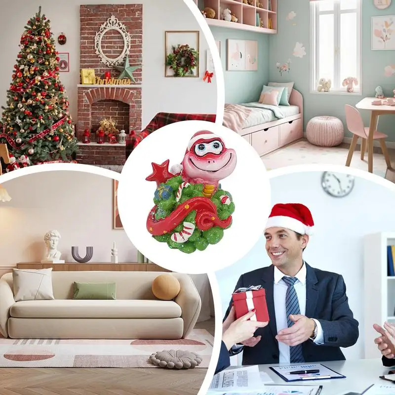 Милый банк экономии денег из смолы Рождественская банка для монет в виде змеи