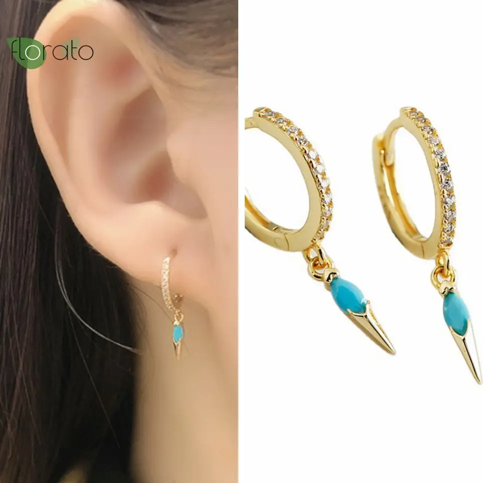 

Fashion horse eye Zircon Pendants Earrings Hoops 925 Sterling Silver Fashionable Earrings For Women Jewelry Gold Pendientes