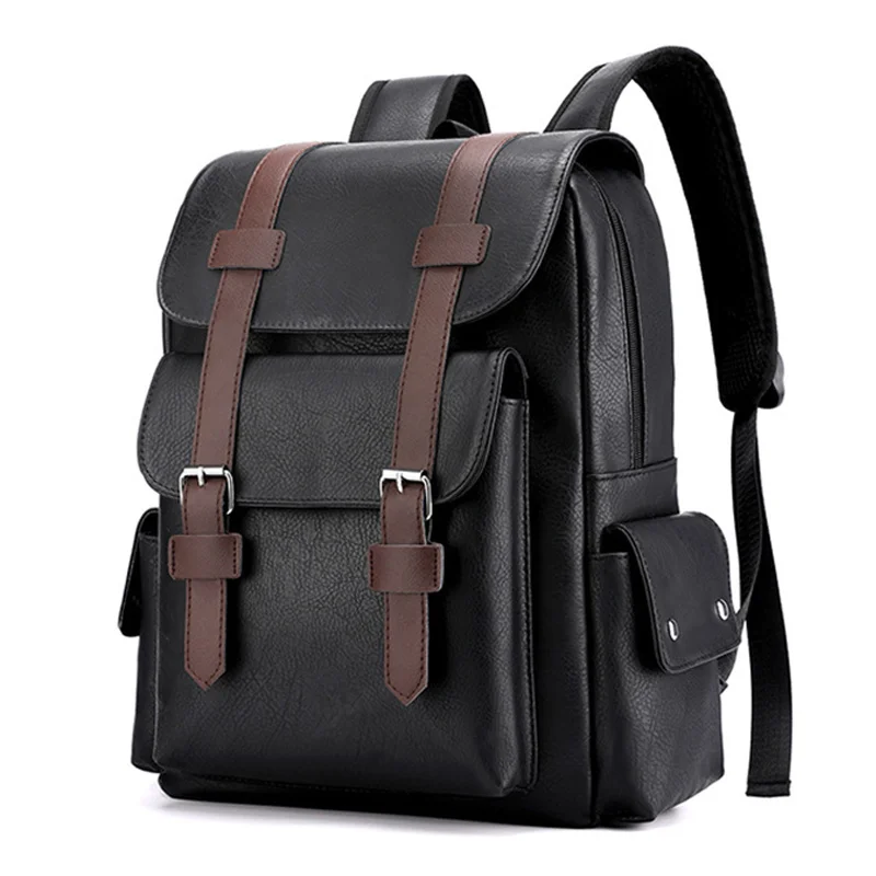 

Capacity Fashion Soft Version Waterprof Mens Bag Korean Men's Laptop Backpack Bag Of School Wearable Leather Large Backpack