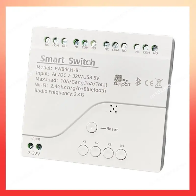 Фото ABNR Ewelink Smart Switch 4-канальный интеллектуальный переключатель Wi-Fi Bluetooth Беспроводной сухой контактный релейный переключатель 7-32 В №2