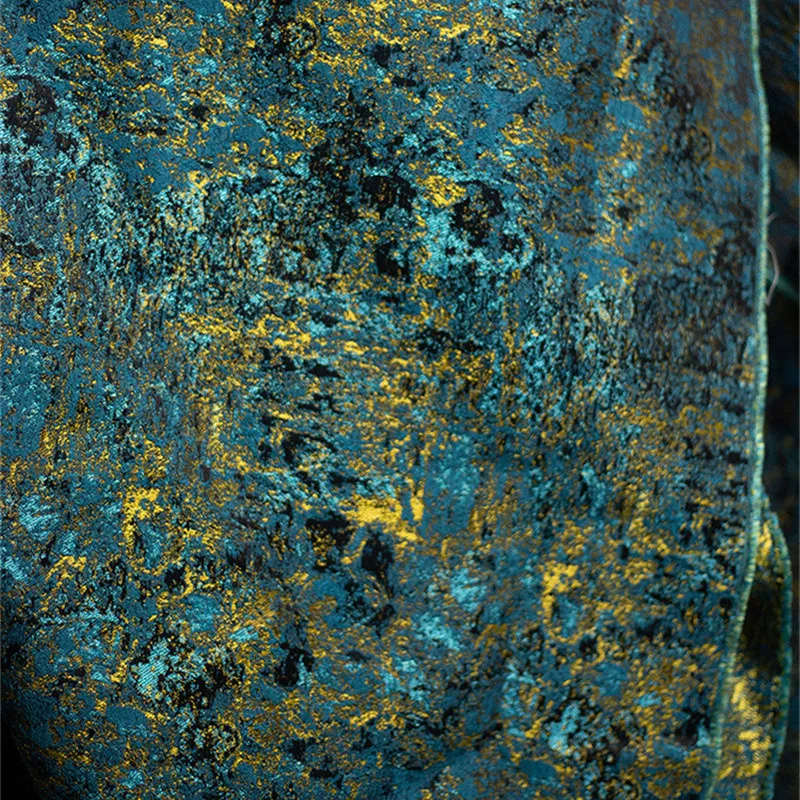 Жаккардовый жаккардовый жакет в китайском стиле Ципао синего и зеленого цвета с