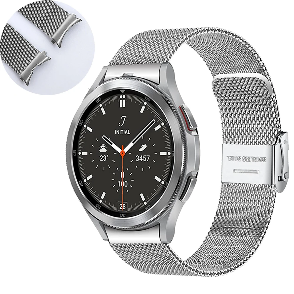 

No Gaps Metal Watchband For Samsung Galaxy Watch 4 Classic 46mm 42mm/Watch4 44mm 40mm Strap Smartwatch Band Curved end Bracelet