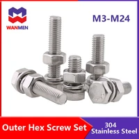 m3 m2 4outer hex bolt set with washer gasket external hexagon head cap screws lengthening bolt 304 stainless steel