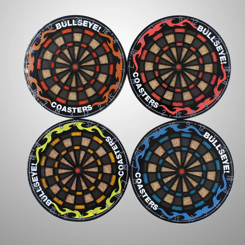 

4Pcs Dart Board Place Mats Cup Coaster Tableware Mat Party Snack Plate Tableware Mat for Home Dining Table Mat