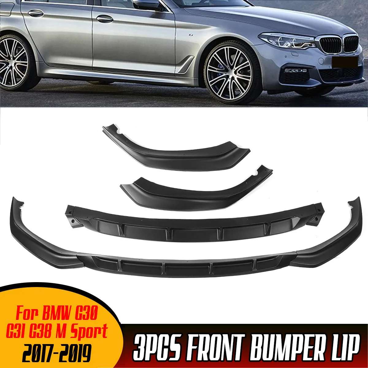 

1 Set Detachable Car Front Bumper Lip Body Kit Spoiler Splitter Diffuser Protector Cover For BMW G30 G31 G38 M Sport 2017-2019