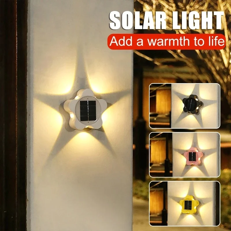 

Solar Landscape Light Outdoor Pentagram Wall Light Outdoor Waterproof Garden Fence Lamp for Patio gardening exterior decoration