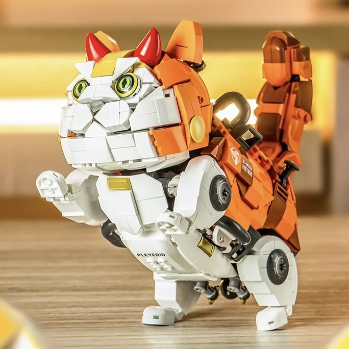 

Create Cute Mechanical Animal Series Building Blocks Orange Cat Brick Moc Toys DIY Girls Boy Birthday Gifts For Children