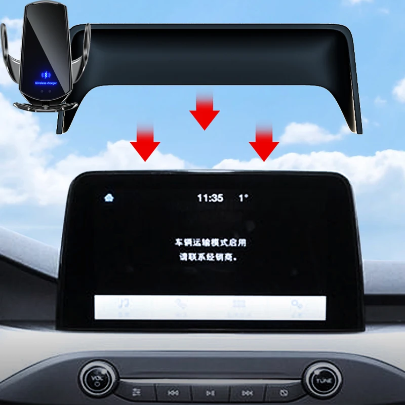 

Car Phone Holder For Ford Focus 2019 2020 8.0 Inch Screen Fixed Navigation Bracket Wireless Charging Gravity Car Accessories