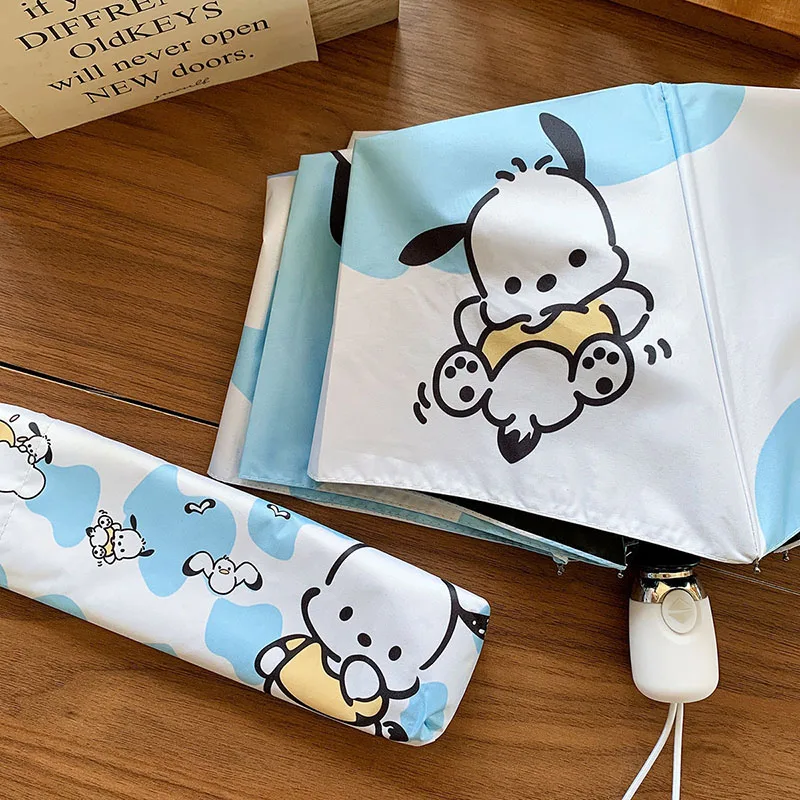 

Cartoon Sanrioed Pochacco Umbrella Cartoon Series Girl Heart Portable Creative Folding Sunscreen Umbrella Gift for Girls