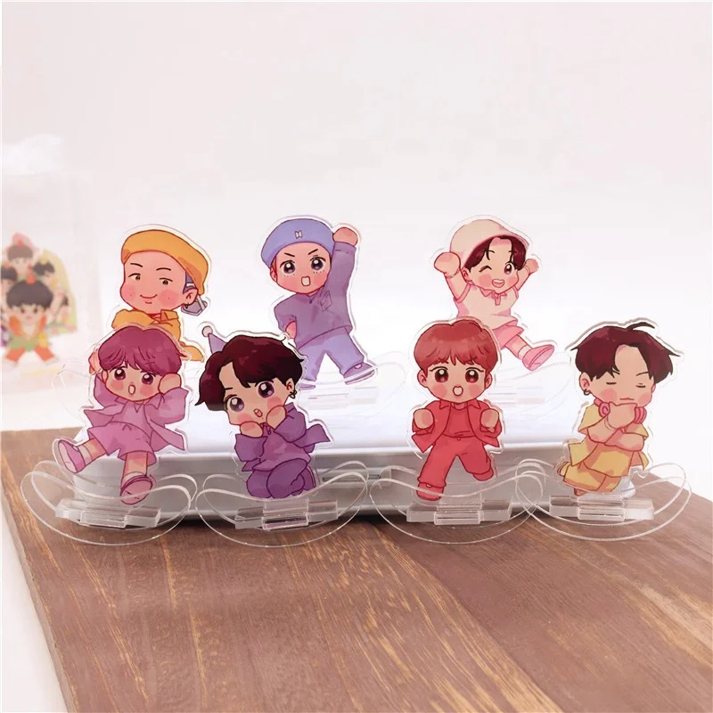 

Wholesale Kpop Cartoon Cute Tinytan Bangtan Boys Acrylic Stand Shake Tumbler Standing Desktop Transparent Figures Acrylic