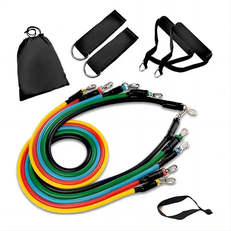 

11Pcs/Set Resistance Bands Set Exercise Bands with Door Anchor Legs Ankle Straps for Resistance Training Home Workouts