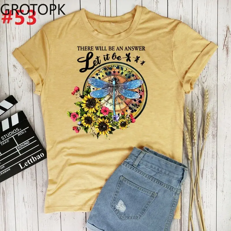 Футболка женская с коротким рукавом и принтом в стиле хиппи | Женская одежда