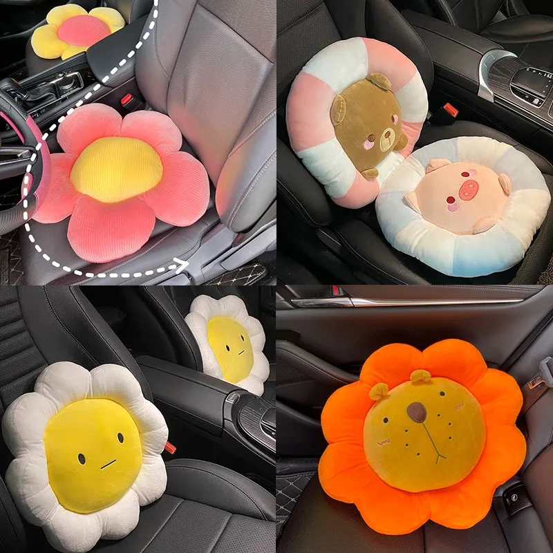 

Kawaii Car Seat Cover for Women Car Bolster Waist Support Seat Heightening Cushion Cute Cartoon Lumbar Pad Cover Auto Mat Cushio