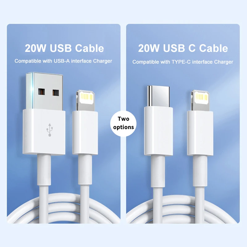 20W USB Cable For Apple iPhone 14 13 11 Pro Max 12 mini XS XR Fast Charging Phone USB C Date Cable For iPad Charger Accessories