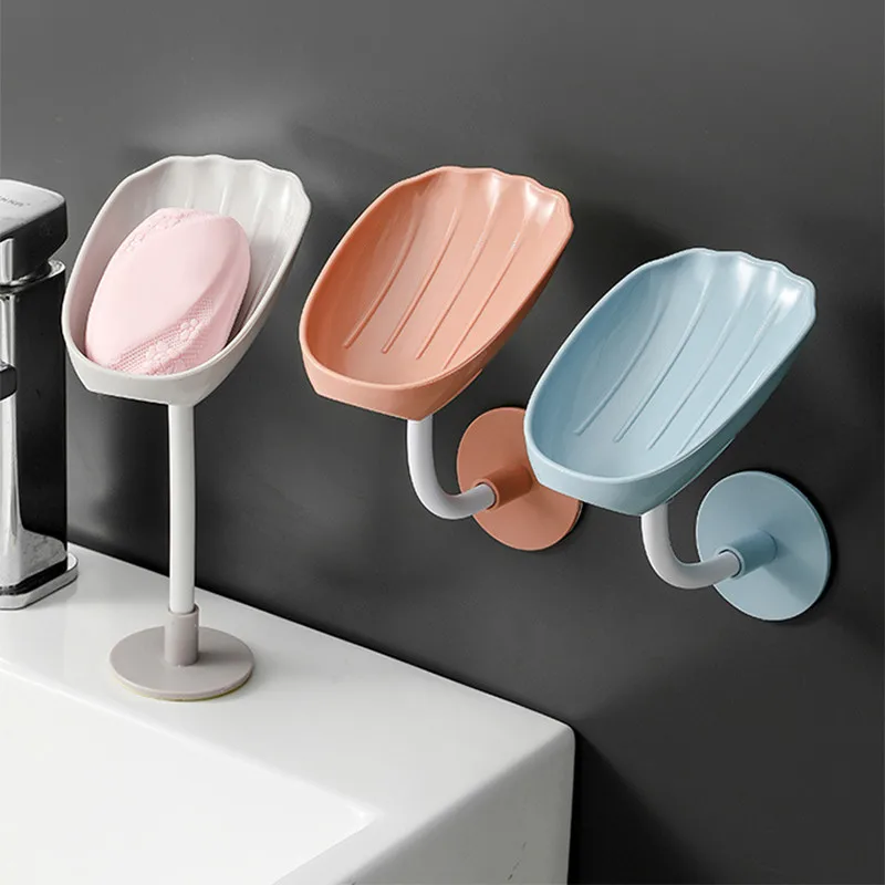 

Free Punching Sponge Drain Rack Pasting Wall-mounted 2 Purpose Soap Dish For Shower Soap Holder Stand Box Bathroom Accessories
