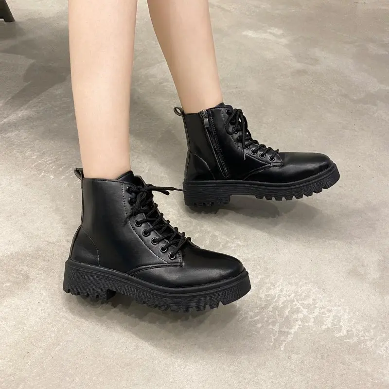 

Platform Women Boot Autumn Winter2022 New Style Handsome Short Boot Women Sponge Cake Ankle Boot Work Clothes Shoe Zapatos Mujer