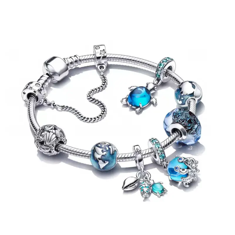 

Бусины из стерлингового серебра S925, подвеска в виде черепахи, вишни, подходят для оригинального браслета Pandora, Женские Ювелирные изделия