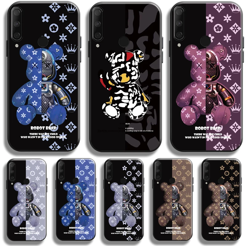 

Luxury Trend Fashion Bear Phone Case For Huawei Honor 9X 8X 7X Pro For Honor 10X Lite Case Back Black TPU Silicone Cover