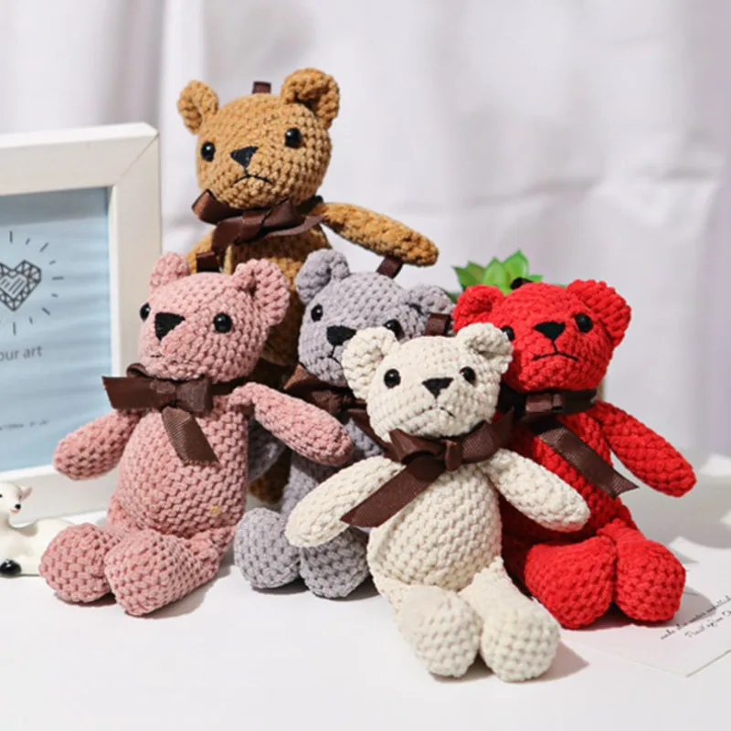 

16CM Cute Teddy Bear Stuffed Plush Toys For Children PP Cotton Soft Stuffed Dolls Pendant Wedding Party Decor Birthday Gift 1Pcs