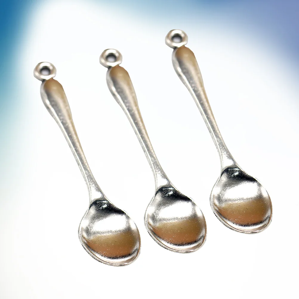 

20PCS Vintage Style DIY Alloy Pendant Ancient Silver Spoon Spoon Alloy Jewelry Accessories Pendant(Silver)