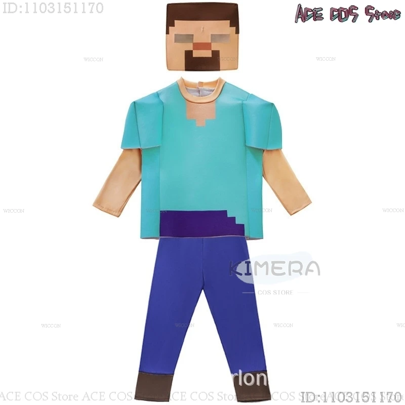 Mine Steve Player Cosplay Costume Outfits Mc Craft Uniforms Clothes Halloween Party Women Men Funny Suit
