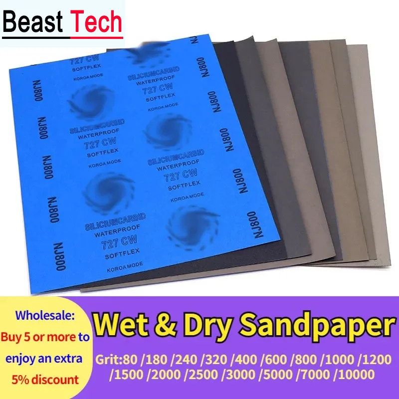 

80-10000 Grit SandPapers Wet And Dry Polishing Sanding Wet/dry Abrasive Sandpaper Paper Sheets Surface Finishing Made 2 Pcs
