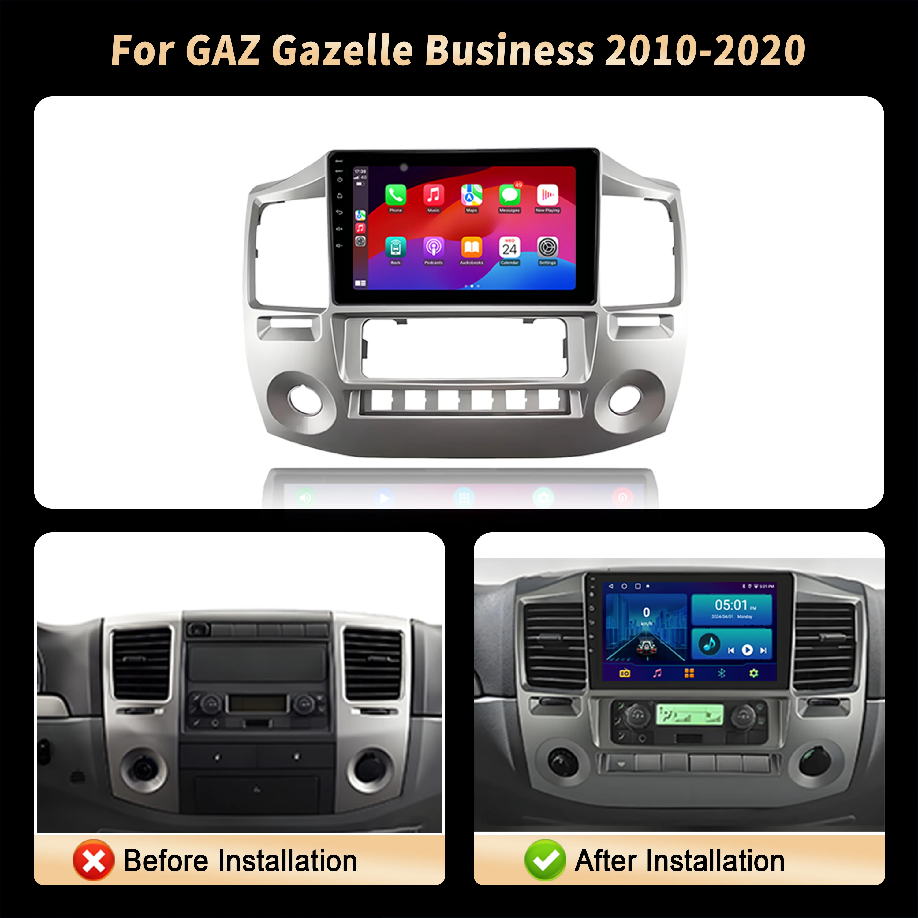 Фото Для GAZ Gazelle Business 2010-2020 Автомобильный радиоприемник Android WIFI Навигация GPS BT CarPlay Мультимедиа 4G CPU 7870 2K QLED Экран Стерео №2