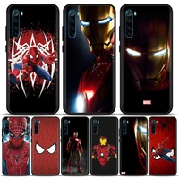 marvel phone case for redmi 6 6a 7 7a note 7 8 8a 8t 9 9s pro 4g 9t case soft silicone cover spiderman iron man marvel