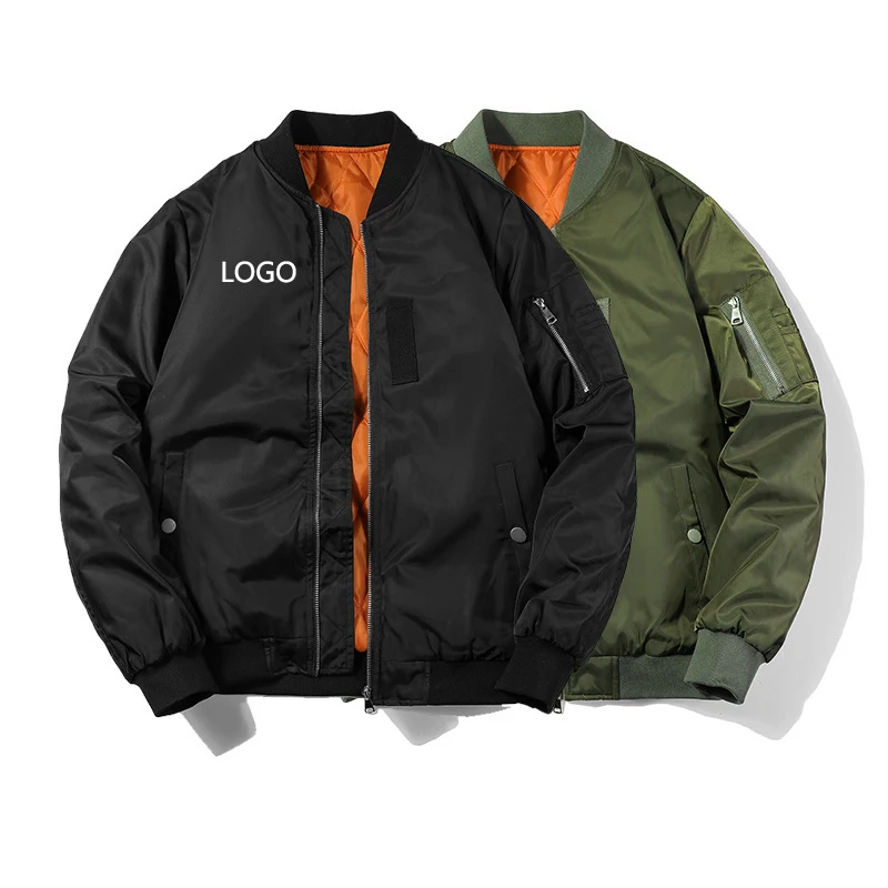 

2024 Мужская спортивная куртка с логотипом на заказ на осень и зиму, универсальная Повседневная куртка с воротником-стойкой, утепленная куртка-бомбер, Мужская свободная куртка-бомбер