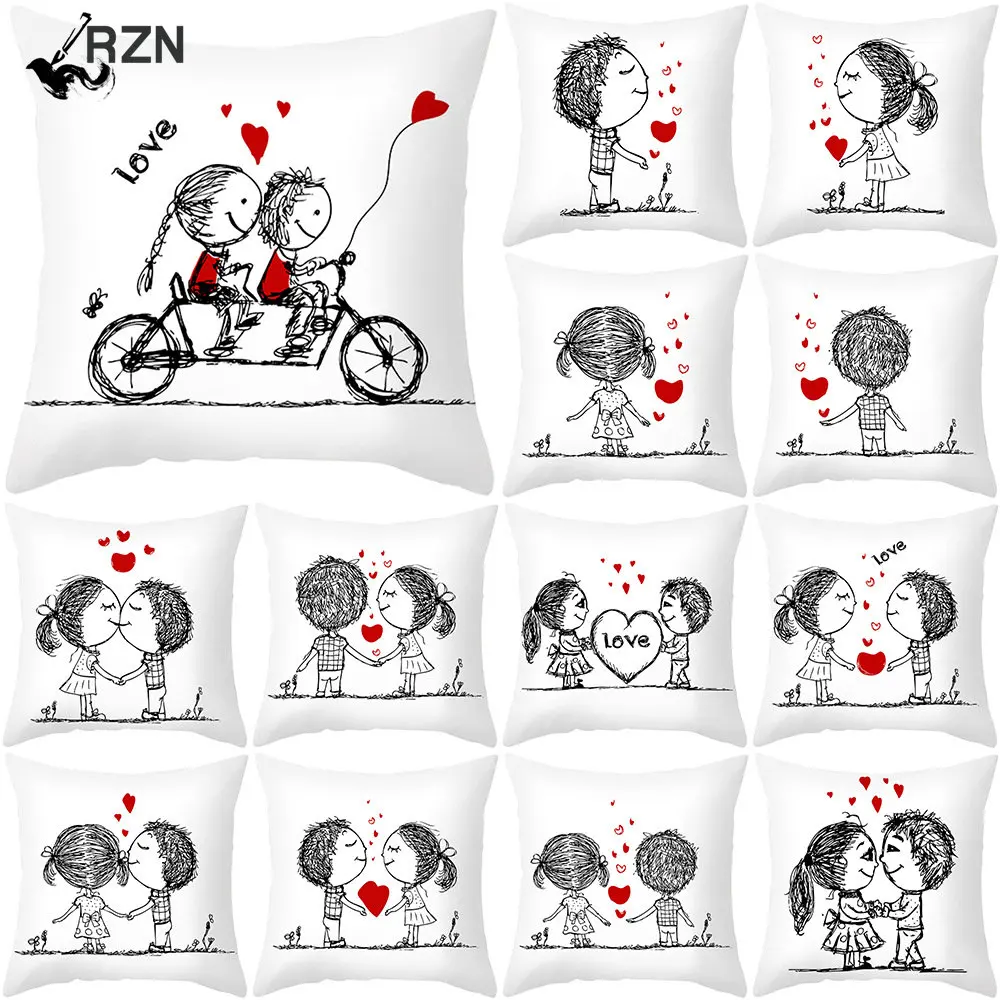 

Наволочка 45 х45 см на День святого Валентина, наволочка с принтом персиковой кожи, наволочка для влюбленных пар с сердечками, оптовая продажа