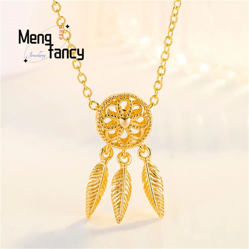 

Vietnamese Sand Gold Hollowed Out Floral Pendant Gold Plated 24K Charms Fashion Fine Jewelry Luxury Clavicle Chain Holiday Gifts