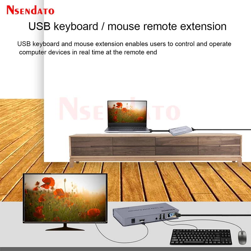 KVM Extender HDMI RJ45 4K 120m With USB Audio over Cat6 Ethernet For Mouse Keyboard |