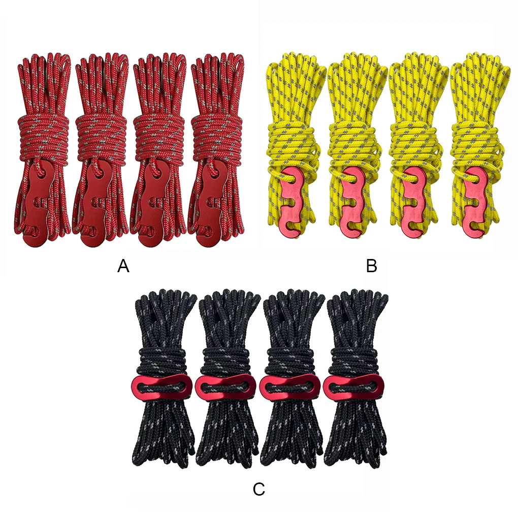 

4 Pieces Tent Rope Hiking Wire Camping Supplies Multifunctional Windproof Climbing Equipment Practical Safety Tents Cord