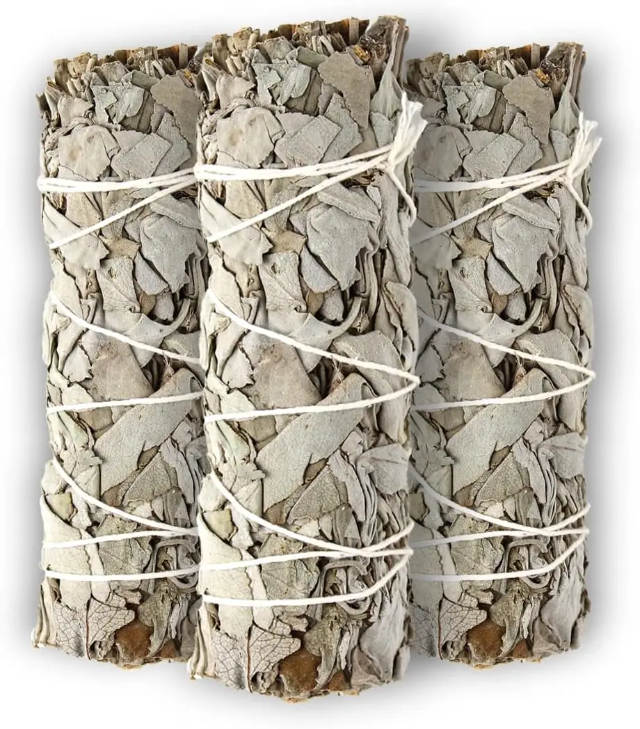 3/6PCS 4 Inch White Sage Smudging Wands Bulk Organic Sustainably Grown Smudge Kitfor Cleansing Purifying Smudging Ceremony