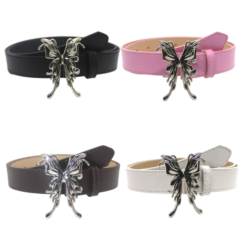 

Punk Butterfly Buckle Belt Aesthetic PU Belts Casual Waistband Women Accessories